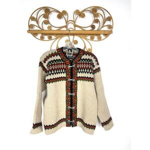 Nesjar Nordic Knit Wool Fair Isle Cardigan Xs
